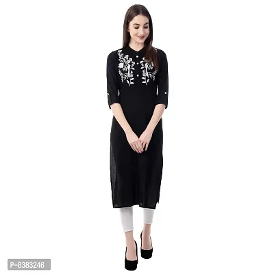 Women Embroidered Rayon Straight Kurta