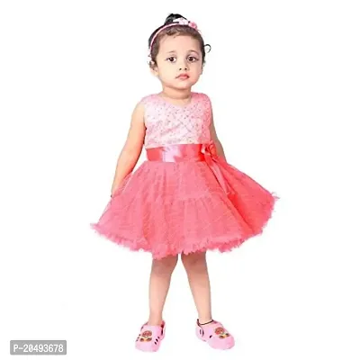 pari fashion Baby Girls Soft Net Frock Dress (2-3 Years, Rani)-thumb0