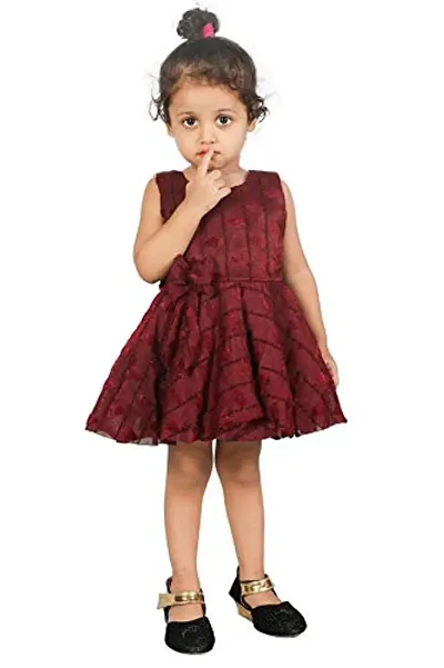 Pari FASHION Baby Girls Imported Fabric Frock Dress (1-2 Years) (Coffi maroom)