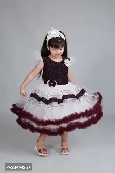 pari fashion Baby Girls Frocks Dress for Girls Knee Length A-Line Dress Kids Frocks Soft Cotton Net-thumb5