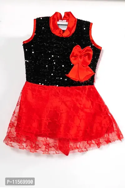 Fabulous Red Cotton Blend Knee Length Party Dress Frocks For Girls