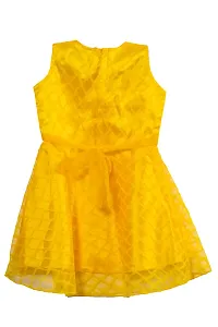 Fabulous Yellow Cotton Blend Knee Length Party Dress Frocks For Girls-thumb1