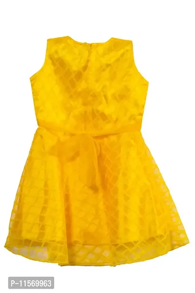 Fabulous Yellow Cotton Blend Knee Length Party Dress Frocks For Girls-thumb2