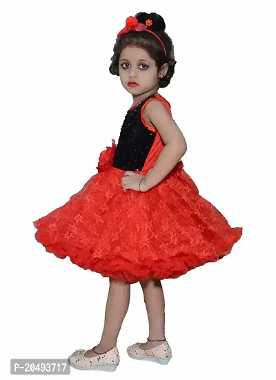pari fashion Baby Girls Frock Dress Cotton Net Round Neck Frock for Baby Girls Knee Length A-Line Dress-thumb3