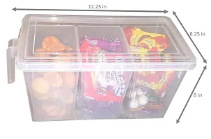 MARMIX Plastic Refrigerator Square Handle Food Storage Organizer Boxes with Lid, Handle and 3 Smaller Bins (White)-thumb3