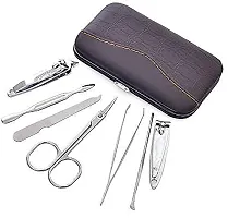 Kitchen Top 7 in 1 Stainless Steel Manicure Kit Nail Cutter for Men Women Manicure Pedicure Kit with Grooming Kit, Acne Needle,Nail Filer Kit, Nail Cutter Set with Leather Case-thumb1