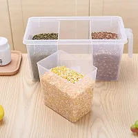 MARMIX Plastic Refrigerator Square Handle Food Storage Organizer Boxes with Lid, Handle and 3 Smaller Bins (White)-thumb4