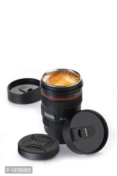 Darkpyro Stainless Steel Coffee Mug with Two Lid (Sip Lid + Leak Proof Lid for Traveling) - Black 350 ML-thumb0