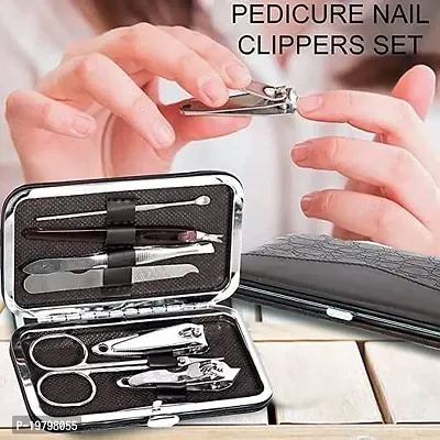 Kitchen Top 7 in 1 Stainless Steel Manicure Kit Nail Cutter for Men Women Manicure Pedicure Kit with Grooming Kit, Acne Needle,Nail Filer Kit, Nail Cutter Set with Leather Case-thumb3