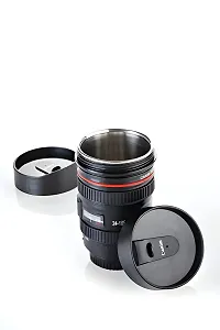 Primelife Plastic Camera Lens Shaped Coffee Mug With Lid, 350ml (Black)-thumb3