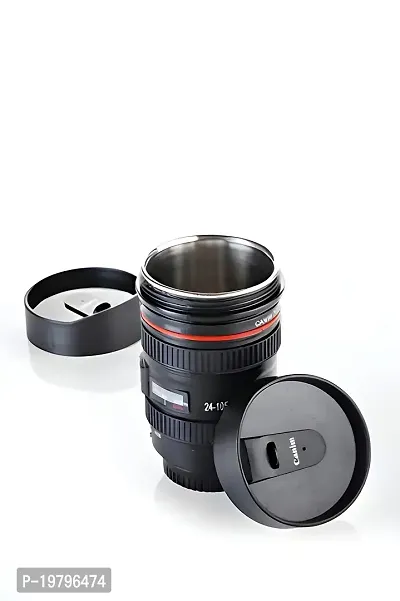 Primelife Plastic Camera Lens Shaped Coffee Mug With Lid, 350ml (Black)-thumb4