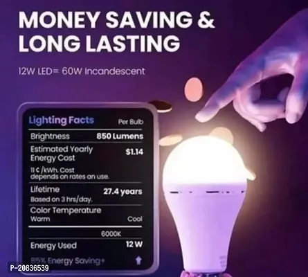 Glowing Night Light Bulb | Emergency Light | LED Bulb Light | 12 Watt  | Upto 4 Hours Battery-thumb4