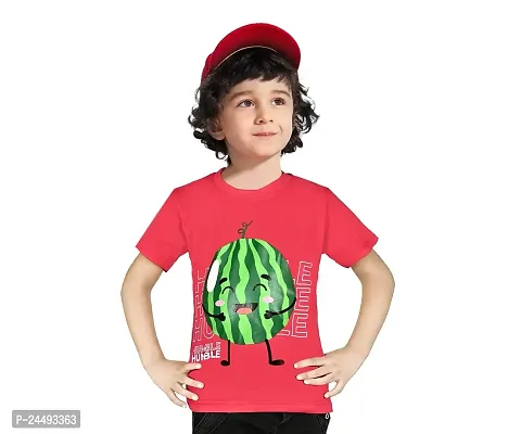 HUUGY BUUGY Round Neck Funny Printted Cotton Half Sleeve T Shirt for Kid's