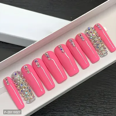 The NailzStation Artificial Press on Nails Fake nail with glue manicure Pink-thumb0