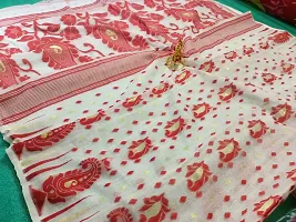 Beautiful Cotton Blend Jamdani Saree Without Blouse Piece-thumb3