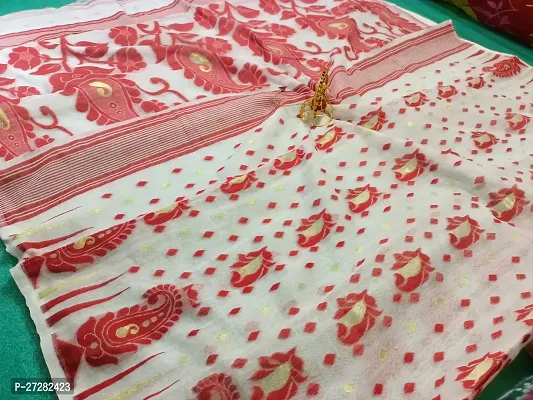 Beautiful Cotton Blend Jamdani Saree Without Blouse Piece-thumb4