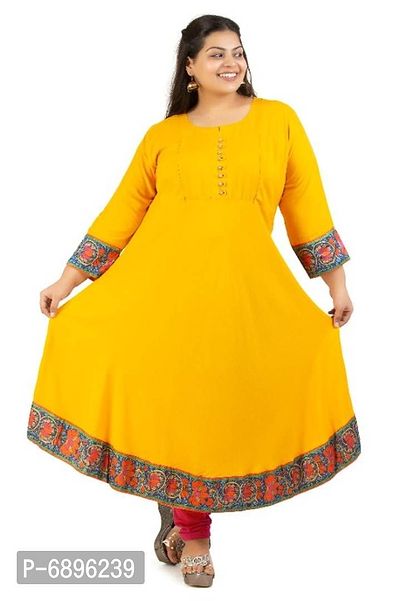 Trendy Cotton Blend Plus Size Anarkali Gown-thumb0