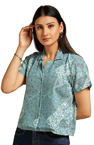 HOUSE OF MIRA White Floral Shirt for Women | Stylish and Comfortable | Crop Top