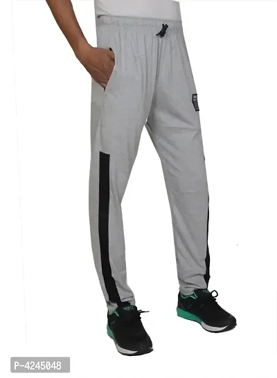 Comfy Grey Cotton Solid Track Pant For Men