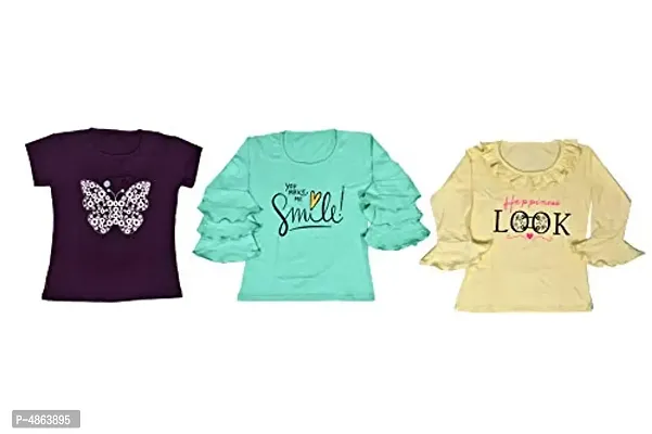 Girl's Cotton Casual Tops (Paco Of 3)