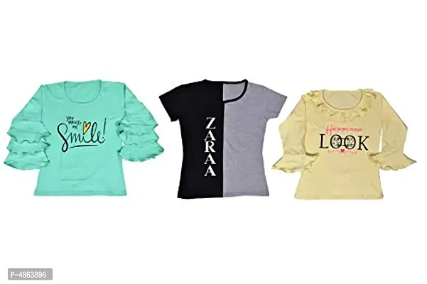 Girl's Cotton Casual Tops (Paco Of 3)