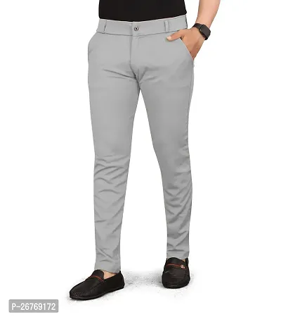 Trendy Silver Formal Trousers For Men