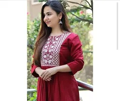 New Trendy Swank Heavy Rayon Maroon Kurti With Pants-thumb1