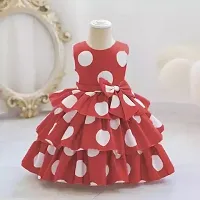 Fabulous Red Satin Printed Frock For Girls-thumb2