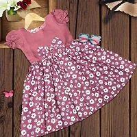 Fabulous Pink Cotton Blend Printed Frock For Girls-thumb1