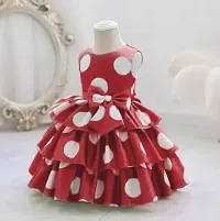 Fabulous Red Satin Printed Frock For Girls-thumb1