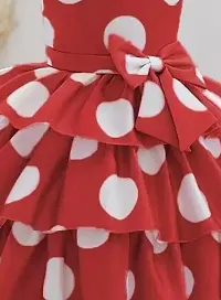 Fabulous Red Satin Printed Frock For Girls-thumb3
