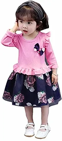 GUNATIT Girls Cotton and Polyester Full Sleeves Dress in Pink Color-thumb4