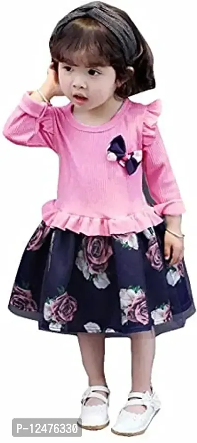 GUNATIT Girls Cotton and Polyester Full Sleeves Dress in Pink Color-thumb5