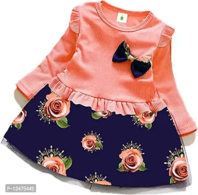 Girls, Baby Girls Midi/Knee Length Casual Dress??(Peach, Full Sleeve)-thumb0