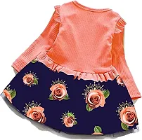 Girls, Baby Girls Midi/Knee Length Casual Dress 5/6 Year??(Peach, Full Sleeve)-thumb1