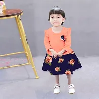 Girls, Baby Girls Midi/Knee Length Casual Dress 5/6 Year??(Peach, Full Sleeve)-thumb2