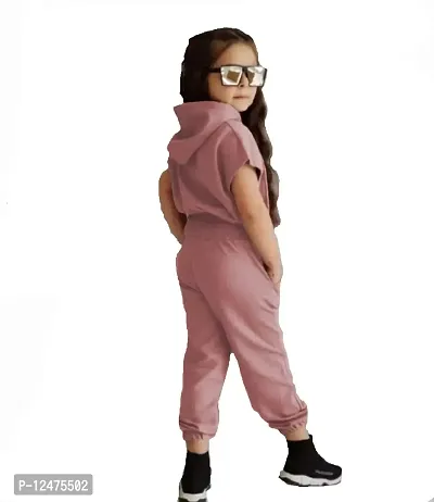 Gunatit Girls Hooddie Style Formal Top and Jogger Pant in Pink, Green,Yellow  Purple-thumb2