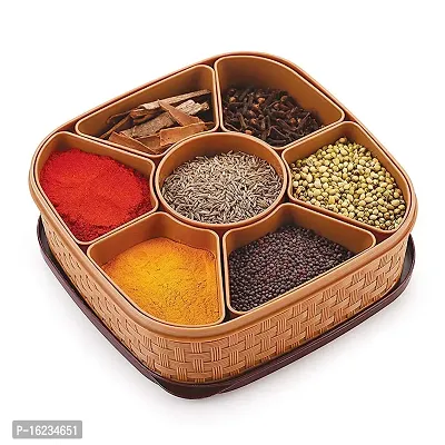 ARDVI Square Shape Spice Box ,Spice Container,Plastic Masala Dabba,Dry Fruit Box, Kitchen container - 1000 ml Plastic Utility Container  (Beige, Brown)-thumb5