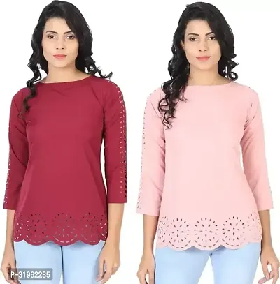 Stylish Multicoloured Rayon Solid Top For Women-Pack Of 2-thumb0