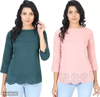 Stylish Multicoloured Rayon Solid Top For Women-Pack Of 2-thumb0