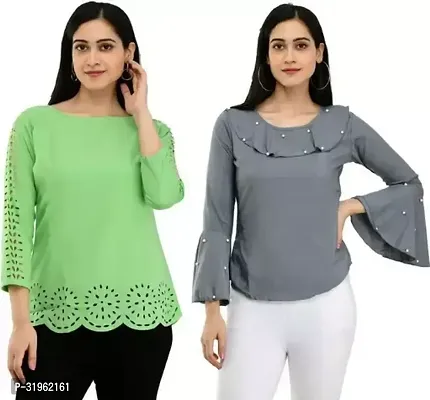 Stylish Multicoloured Rayon Solid Top For Women-Pack Of 2-thumb0