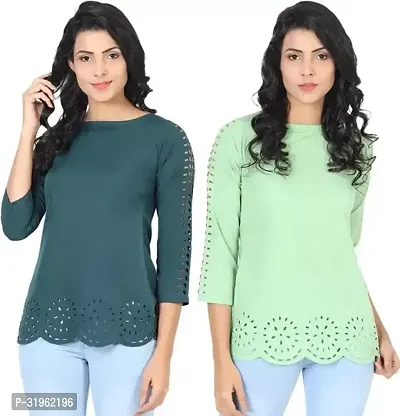 Stylish Multicoloured Rayon Solid Top For Women-Pack Of 2-thumb0