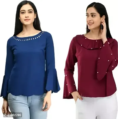 Stylish Multicoloured Rayon Solid Top For Women-Pack Of 2-thumb0