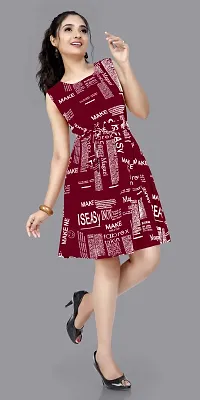 Stylish Maroon Crepe Printed A-Line Dress For Women-thumb3