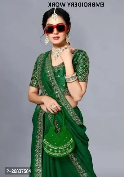 Stylish Green Art Silk Saree with Blouse piece For Women