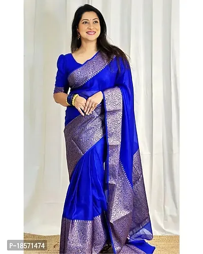 Stylish Art Silk Blue Woven Design Saree with Blouse Piece-thumb0