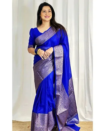 Stylish Art Silk Light Zari Woven Saree with Blouse piece