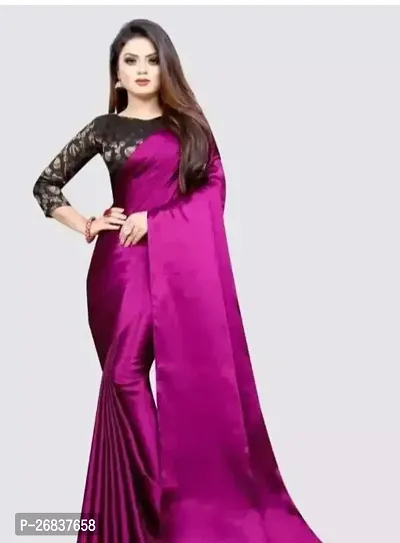 Stylish Purple Art Silk Saree with Blouse piece For Women-thumb0