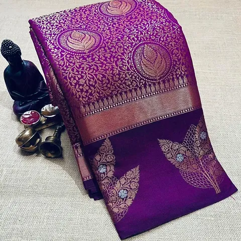 Jacquard Banarasi Silk Sarees with Blouse Piece