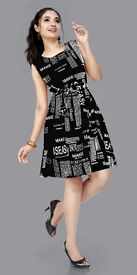 Stylish Black Crepe Printed A-Line Dress For Women-thumb2